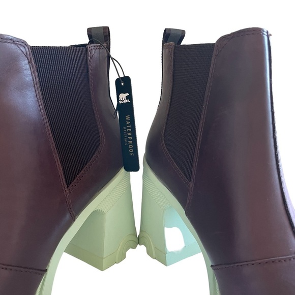 Sorel Brex Heel Chelsea Leather Bootie In Cinder Sea Sprite Size 9.5 - Picture 7 of 13